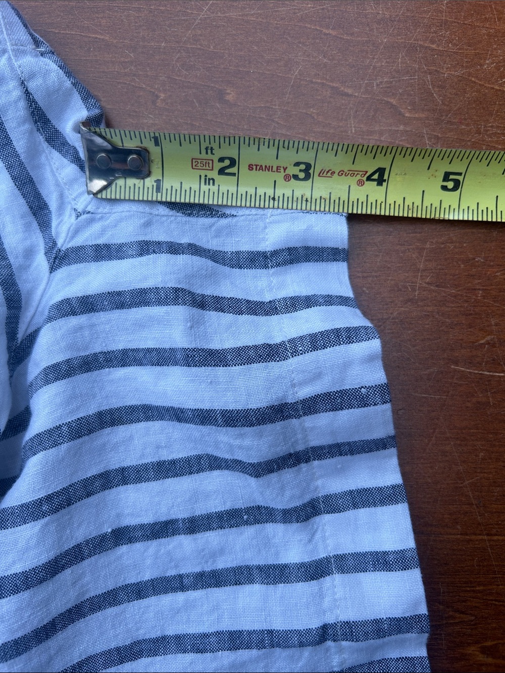 Sigrid Olsen Linen Blue and White Striped Shorts Size Medium mint condition - Picture 6 of 6